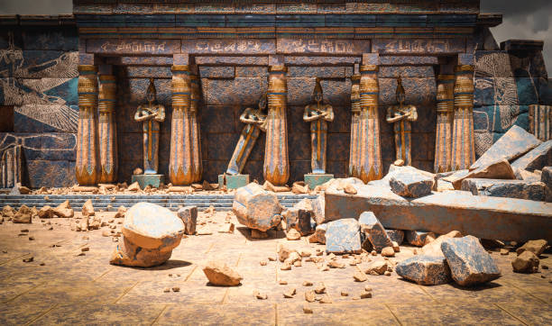 renderowanie ilustracji 3d. egipt starożytne tło świątyni - luxor africa archaeology architecture zdjęcia i obrazy z banku zdjęć