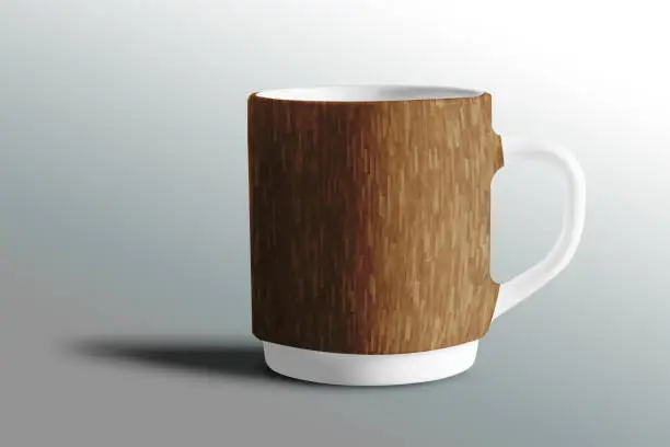 cup with wood design, wood paper sample, wood paper