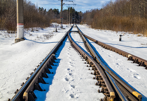 Railway in the middle of winter nature