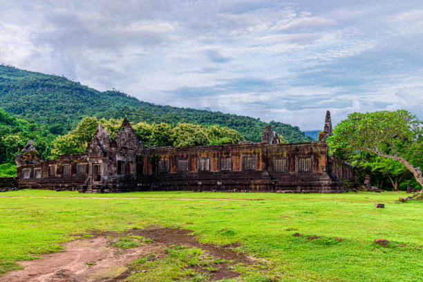 Vat Phou or Wat Phu is the UNESCO world heritage site in Champasak Province, Southern Laos. stock photo