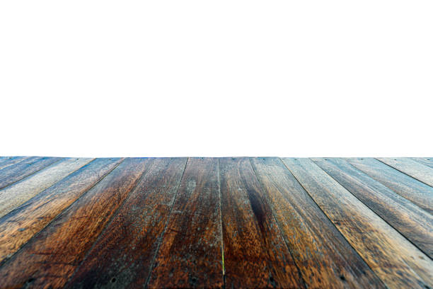 istock Empty wooden table top isolated on white background. 1482974401