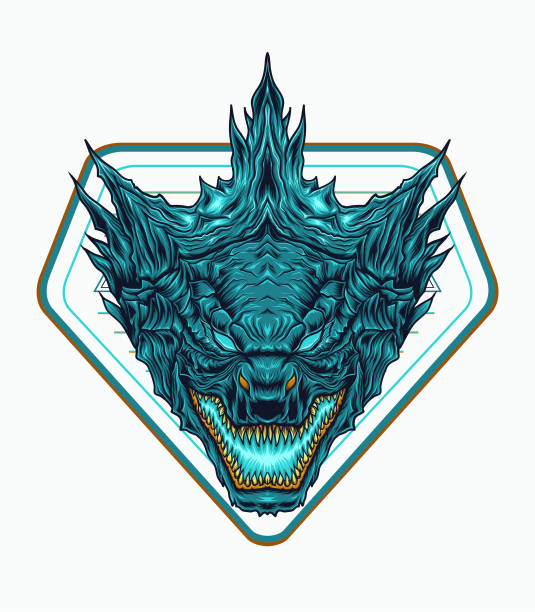 Godzilla head logo vector Godzilla head logo vector illustration godzilla vector stock illustrations