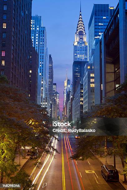 42nd Street In Manhattan Stock Photo - Download Image Now - Chrysler Building, 42nd Street, Architecture