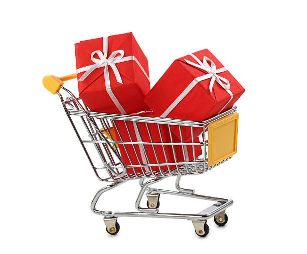 istock Shopping cart with presents 148298412