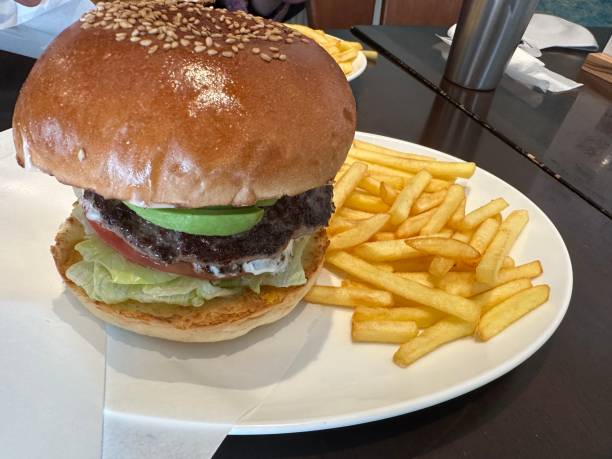 istock Avocado Hamburger and Fried Potato 1482986026
