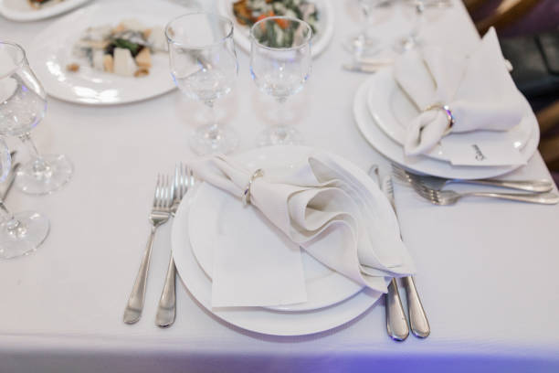 istock a plate, knife and fork on a festive table in a restaurant at a wedding 1482987481