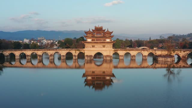 Chinese traditional 17-hole bridge in Jianshui,Yunnan,China.
