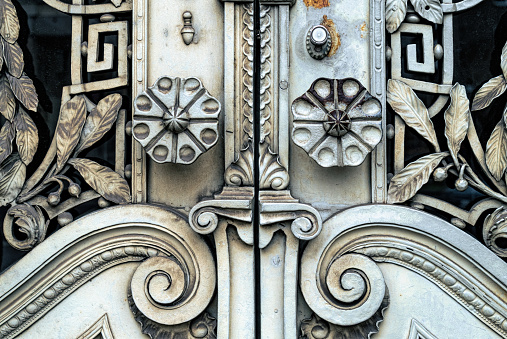 Beautiful vintage door with wrought elements
