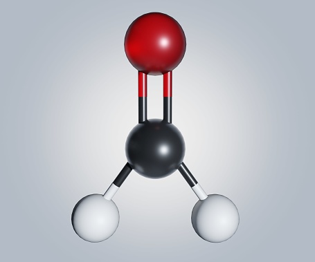 Isolated the chemical formula of formaldehyde 3d rendering