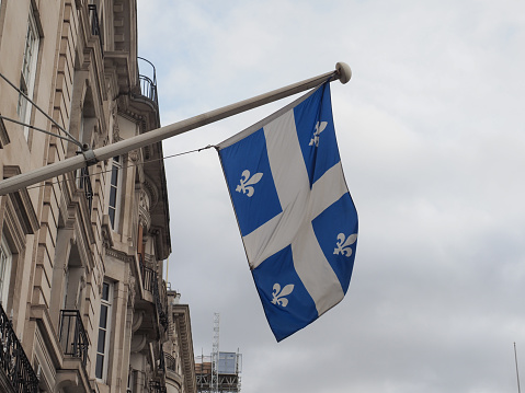 the Canadian national flag of Quebec, Canada, America