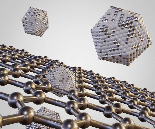 nanopartículas aisladas de icosphere en la lámina de grafeno - quantum nanotechnology nobody molecule fotografías e imágenes de stock