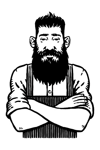 Old style illustration of a cook, barber, waiter, or barbecue master