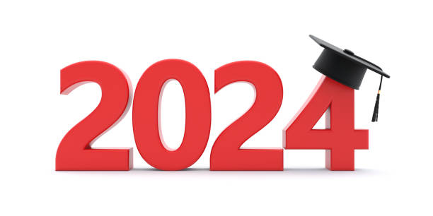 istock 2024 New Academic Year. Red year number grad cap with tassel isolated on white background. 3d render 1482995504