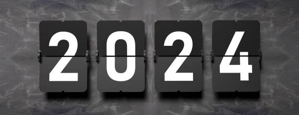 istock 2022 New year Airport split flap display analog solari board panel font background banner. 3d render 1482995524