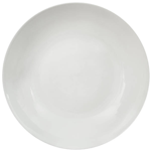 Soup White Round Porcelain Plate Isolated on White Background