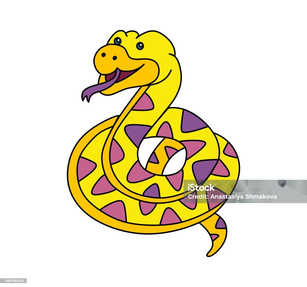 Vector Characters Snake Snake Character Vector Color Doodle Illustration Isolated On White ...