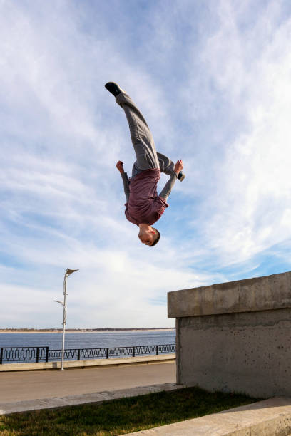 istock Man doing parkour. Extreme sports 1482996587