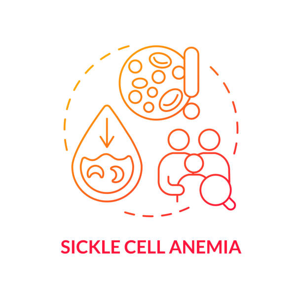 ilustraciones, imágenes clip art, dibujos animados e iconos de stock de icono del concepto de gradiente rojo de anemia de células falciformes - sickle cell anemia red blood cell blood cell anemia