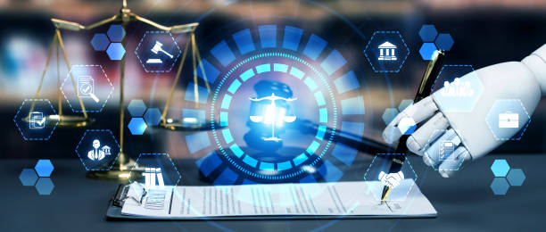 istock AI related law concept shown by astute robot hand using lawyer working tools 1483001990