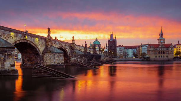 istock Colourful dawn at the Charles Bridge in Prague. 1483002799