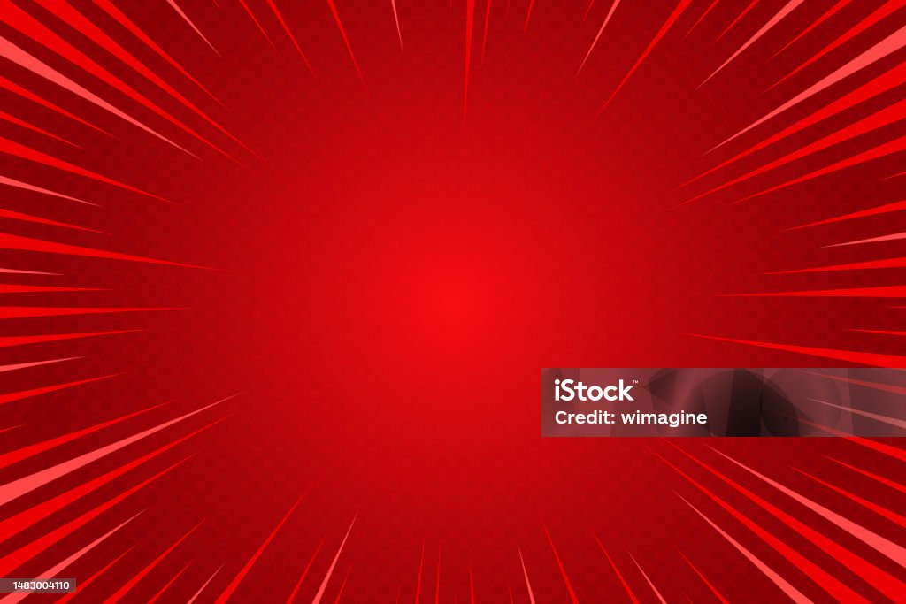 Red Speed Line Comic Style Background With Halftone Stock Illustration ...