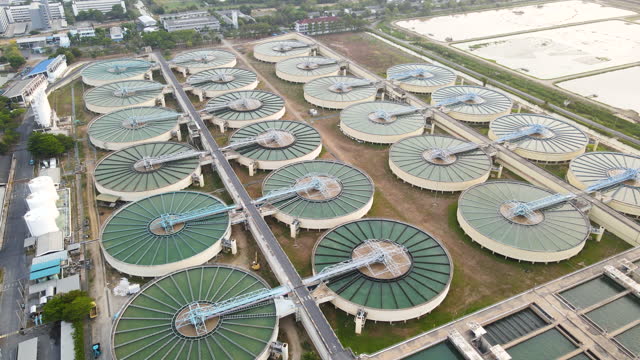 Aerial View Water Treatment Plant For Environment Conservation