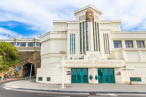Exterior facade of the Sea Museum and aquarium in Biarritz, France