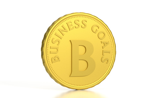 Business Goals Gold Coin On White Background