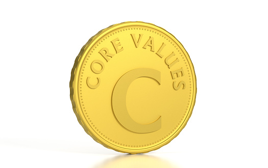 Core Values Gold Coin On White Background