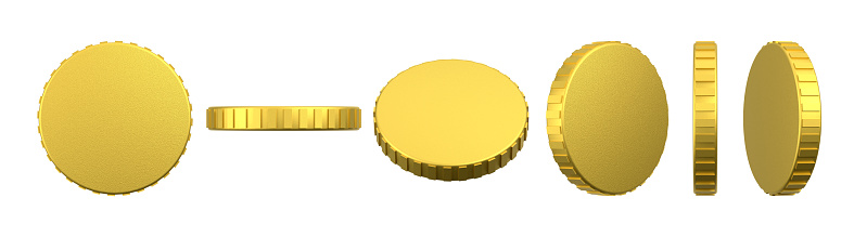 Stack of gold coin currency market financial or investment money banking treasure wealth cash and golden dollar pile isolated on white economy background with business earnings profit sign. 3D render.