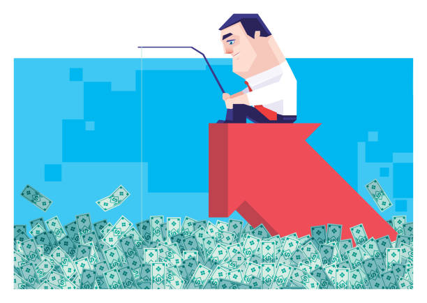 istock businessman siting on arrow symbol and fishing 1483019021