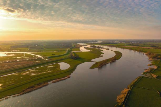 istock IJssel and Reevediep springtime sunset panoramic bird's eye view 1483020588