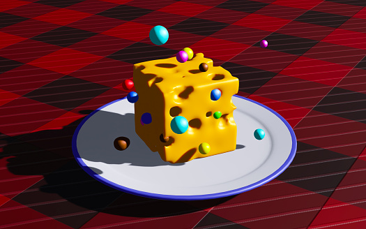 3D abstract image of cheese and pastry