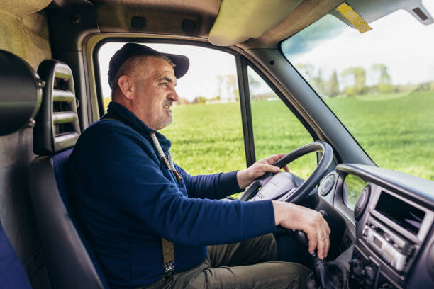 istock Professional driver driving a truck on the road. 1483021964