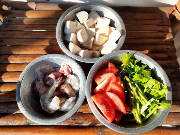 istock Cooking Stir fried Tofu with shrimps - food preparation. 1483025312