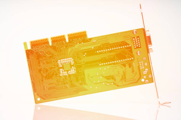 processor for a personal computer of Russian production. selective focus, computer chip on the background of the Russian flag, the concept of import substitution, solar glare,