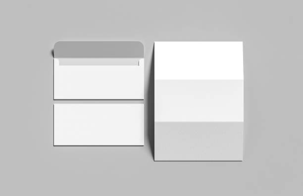 istock Envelope with paper mock up isolated on white background. Business identity mock up isolated on white background. 3D illustration. 1483026669