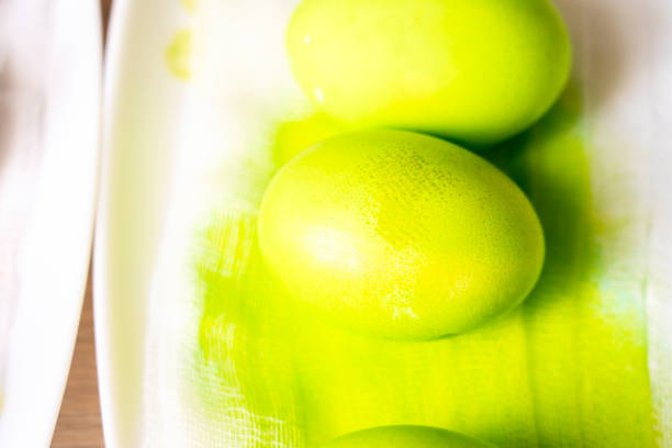 Easter eggs isolated on a white background. Handmade colorful Easter eggs. Easter celebration concept.