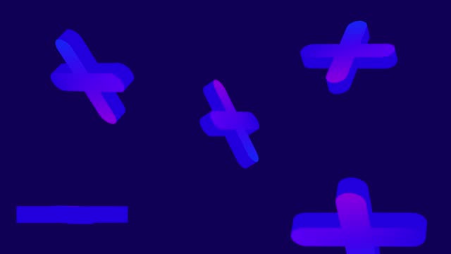 3D Rotating Plus Sign Animation in Blue Analogous Colour Tone