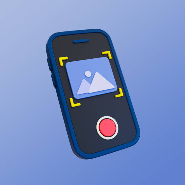 3d minimal take a picture. photo icon. smartphone with camera mode screen. 3d illustration.