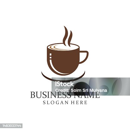 istock coffee cup logo with vector style template 1483033144
