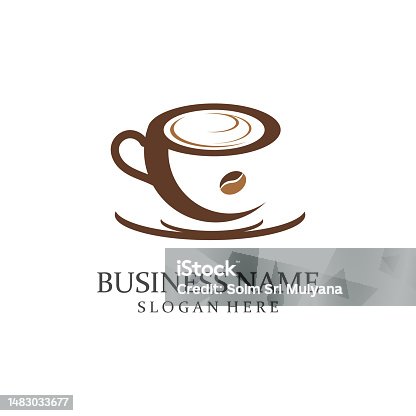 istock coffee cup logo with vector style template 1483033677