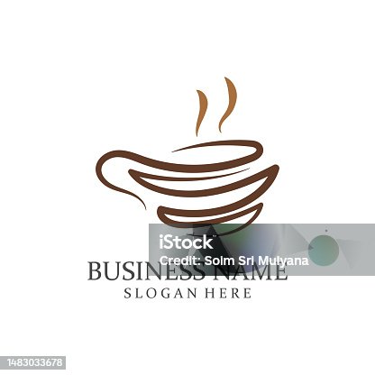 istock coffee cup logo with vector style template 1483033678