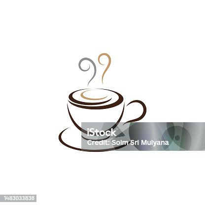 istock coffee cup logo with vector style template 1483033838
