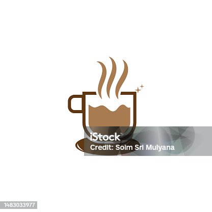 istock coffee cup logo with vector style template 1483033977