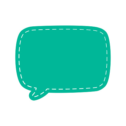 istock Square Speech Bubble with Dashed Line. Simple Flat Scrapbook Stitched Design Vector Illustration Set. 1483034163