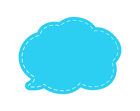 istock Blank Cute Speech Bubble Cloud with Dashed Line. Simple Flat Scrapbook Stitched Design Vector Illustration Set. 1483034410