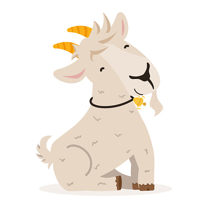 Cute goat Sit cartoon vector flat icon