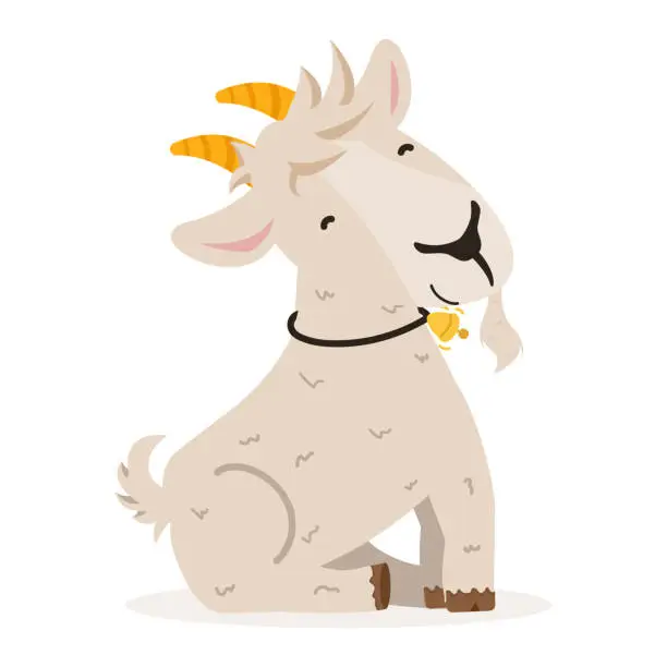 Vector illustration of Cute goat Sit cartoon vector