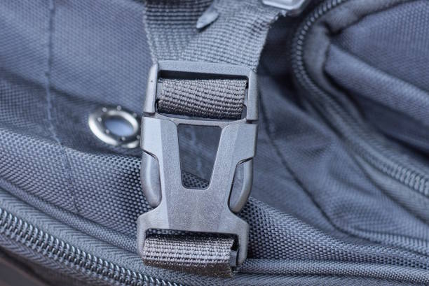 istock one closed black plastic carabiner latch on a fabric harness 1483038766